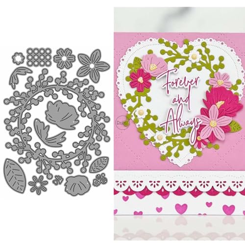 DzIxY Metall-Stanzformen mit Pfingstrosen-Blumen-Girlande, für Kartenherstellung, Prägepapier-Stanz-Set, Scrapbook-Schablonen, Zubehör, Maschinenvorlagen von DzIxY