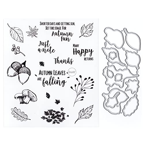 DzIxY Tannenzapfen Wort Happy Clear Stamps and Metal Cutting Dies Sets for Card Making Scrapbooking Paper Arts Crafts Kit Supplies Transparent Silicone Seals Stamping for Christmas Gifts Storage von DzIxY