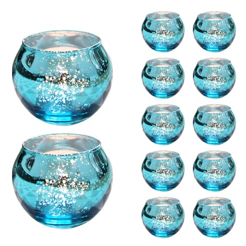 Blaue Votivkerzenhalter, Quecksilberglas, Teelichthalter, 12er-Set, Teelichthalter aus Glas für Hochzeit, Party, Heimdekoration Blaue Votivkerzenhalter, Quecksilberglas, Teelichthalter, 12er-Set, Teelichthalter aus Glas für Hochzeit, Party, Heimdekoration von Dzaayediiy