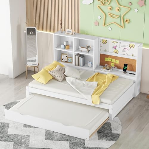 Dzaayediiy Daybett 90 * 200cm mit ausziehbarem Bett, USB-Ladeanschluss, Staufächer, Grau von Dzaayediiy