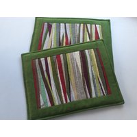 Leinen Patchwork Tischsets | 2Er-Set Grünes Tischset von DzintrasPatchworkArt