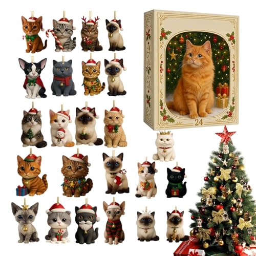DzpKrka Adventskatzungskalender 2025, Acryl Weihnachts Adventskalender Mit 24 Niedlichen 2D Kätzchen Anhängern, Urlaub Baum Katze Adventskalender Set Für Party Weihnachtsbaum Garten DzpKrka Adventskatzungskalender 2025, Acryl Weihnachts Adventskalender Mit 24 Niedlichen 2D Kätzchen Anhängern, Urlaub Baum Katze Adventskalender Set Für Party Weihnachtsbaum Garten von DzpKrka