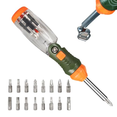 DzpKrka Ratsche Schraubendreher,Tragbarer Schraubendreher - 16 In 1 Kompakter Ergonomischer 60 Grad Einstellbarer Winkelschraubendreher Für Elektriker Industrie Kfz Bau Installation von DzpKrka