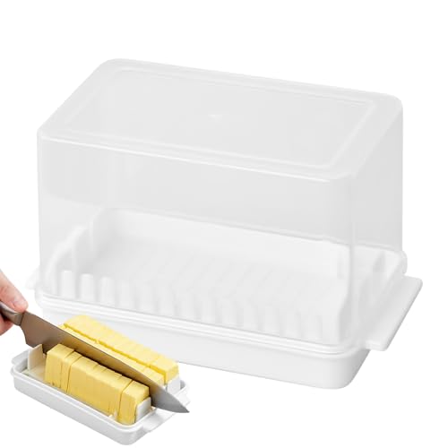 DzpKrka Stangenbutter Schneider | Luftdichter Butterschneider Behälter,Abnehmbarer Käseaufbewahrungsbehälter mit Schneidewerkzeug und Schneidebehälter multifunktionales Küchenzubehör für Picknick und von DzpKrka