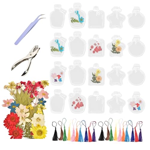 DzpKrka Transparente Lesezeichen Für Getrocknete Blumen | Handgefertigtes Florales Bastelset,Schöner Blütenschmuck Seitenmarker Für Projekte Schule Feiern Mutter Bastelideen von DzpKrka