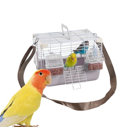 DzpKrka Vogelkäfig, 27x20x20cm Eisen Vogel Reisekäfig Mit Tragegriff, Tragbarer Transportkäfig, Wellensittich-Transportbox,Wellensittich Rucksack Mit Abnehmbarem Tablett Und Griff Für Vogelarztbesuche von DzpKrka