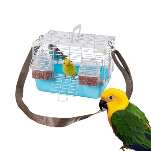 DzpKrka Vogelkäfig, 27x20x20cm Eisen Vogel Reisekäfig Mit Tragegriff, Tragbarer Transportkäfig, Wellensittich-Transportbox,Wellensittich Rucksack Mit Abnehmbarem Tablett Und Griff Für Vogelarztbesuche von DzpKrka