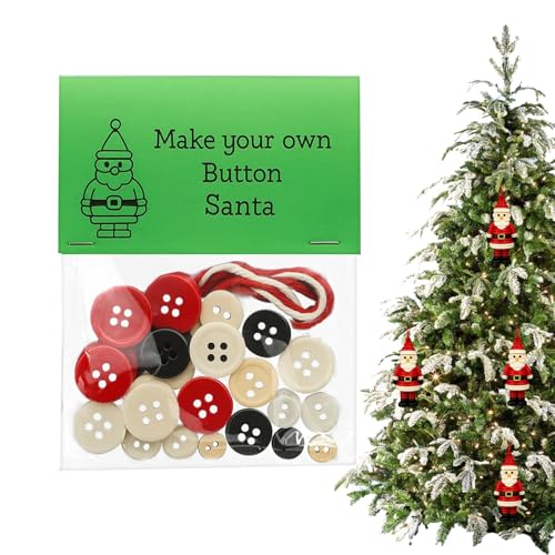 DzpKrka Weihnachts Knopfschmuck Bastelset,Weihnachtsanhänger mit Santa Engel Christbaum,Deko Bastelset DIY für Erwachsene Kinder | Auto Fenster Haus Wand Tasche Partygeschenke von DzpKrka