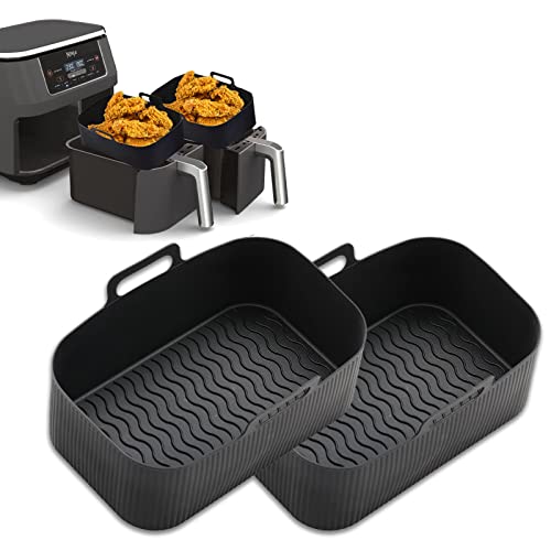 2Pcs Airfryer Silikonform für Ninja Foodi AF300EU AF400EU 9.5L, Heißluftfritteuse Zubehör, Air Fryer Silikon Accessories für Ninja Foodi Max Dual Zone, Heißluftfritteuse Backform von Dzpuhuojz