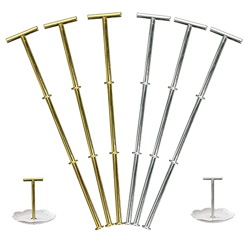 Dzsomt 6 Sets Etagere Bausatz Etageren Stangen Set Gold Etagere Bausatz Silber Etageren Stangen Set Etagere für Hochzeitstorte Etagere Gold Etagere Bausatz mit Bohrer Etagere 3 Etagen Snackteller von Dzsomt