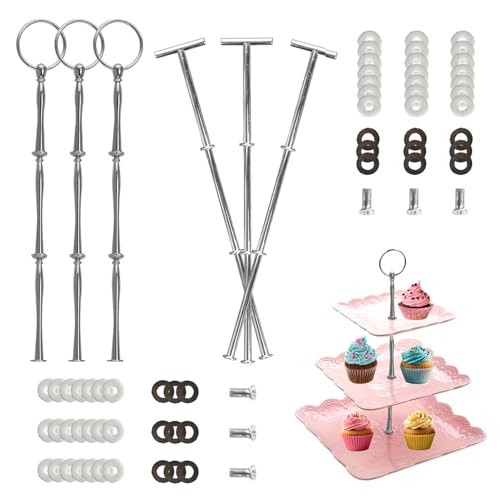 Dzsomt Etageren Stangen Set 6 Sets Etagere Bausatz Silber Etagere Bausatz Etageren Stangen Tortenständer Hochzeitstorte Tortenständer Tortenhalter Etagere Bausatz mit Bohrer Tortenständer 3 Etagen von Dzsomt