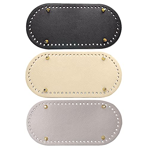 Dzsomt Taschenboden 3 Stück Stricken Häkeln PU Taschenboden Handtasche Base Beutel Bottom Handgewebte Tasche Pad Bodenformer mit Löchern für Handtasche DIY Strickhäkelbeutel Zubehör von Dzsomt