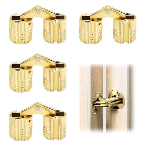 Dzsomt Einbohrscharnier 4 Stück Scharniergelenk Türangeln Scharnier Scharniere Scharnier 180° Verdeckte Scharnier Unsichtbare Barrel Scharnier für DIY Schmuck Box Hand Handwerk Gold 10mm von Dzsomt