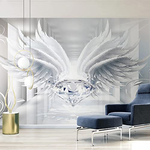Fototapete 3D Effekt 450cm x 300cm (Breite x Höhe) Benutzerdefinierte Tapete Wandbilder Moderne 3D Stereoskopischer Raum Diamant Flügel Wohnzimmer TV Hintergrund Wanddekoration Bild Malerei Leinwand von Dzwangzc
