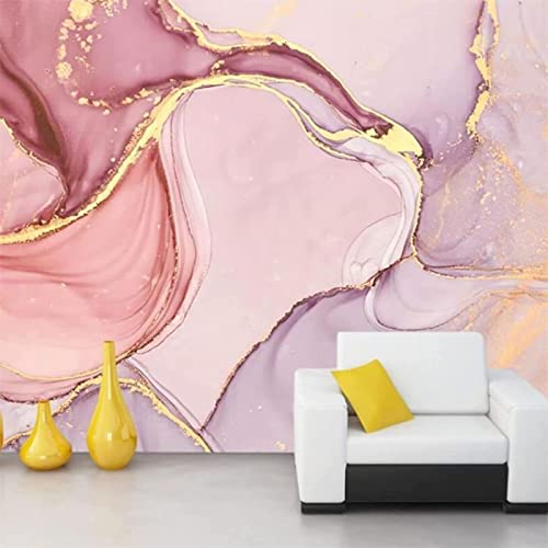 Fototapeten Gemälde 3D Rosa Marmor Wall Mural, Goldene Textur Wandtapete, 200 x 140 cm Vliestapete Wandbilder Moderne Wanddeko Wohnzimmer Schlafzimmer Büro Wallpaper von Dzwangzc