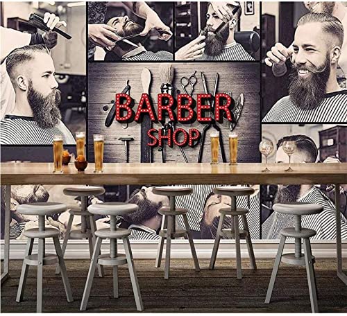 Friseursalon Fototapete Wandbild - 3D-Wandbild im modernen Haarmode-Stil, Barbershop 3D-Tapete 250cm x 175cm (Breite x Höhe) von Dzwangzc