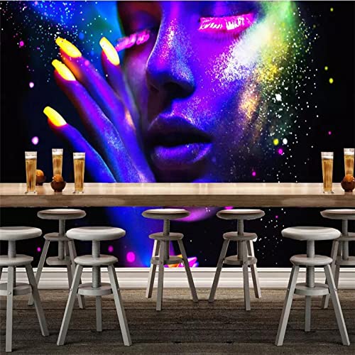Moderne Fluoreszierende Fototapete Abziehen Und Aufkleben Schönheitsplakat Abnehmbare Selbstklebende Tapete Für Wohnzimmer Schlafzimmer Esszimmer 250cm x 175cm von Dzwangzc