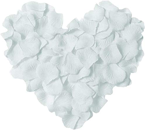 Rosenblätter, 1000 Stück Weiß Rosenblätter Künstliche rosenblätter für Hochzeit Deko, Valentinstag, Geburtstag Party, Romantische Atmosphäre (Weiß) von Dzxin