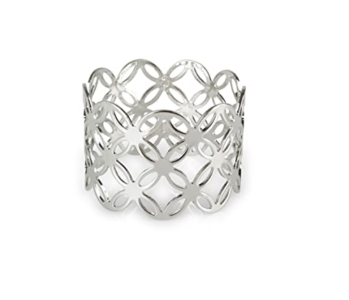 Tisch Deko Servietten-Ring-e Blume des Lebens Silber glänzend, 10 Stück-Packung, Durchmesser x Höhe: ca. 4,4 x 3 cm, Metall von E+N Deko Vertriebs GmbH