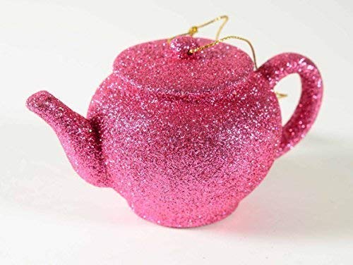 E+N Christbaumschmuck Baumhänger Teekanne klein pink, HxBxT: 6 x 10 cm,mit Glitter, zum Hängen, Kunststoff von E+N