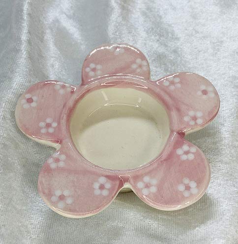 E+N Geburt Taufe Feier Teelicht-Halter Blume rosa Elfenbein D x H: 10 x 2,5cm Innen-D: 4 cm Keramik von E+N