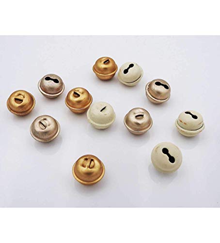 E+N Glocke Metall-Glöckchen Gold/Creme/Kupfer matt, Ø: 1,3cm, 12 Stück-Pack (je Farbe 4 Stück), zum Aufhängen + Streuen, Metall von E+N