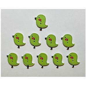 E+N Streu-Deko Vogel flach grün, 10 Stück-Pack, 2,6x2,3x0,2cm, Rückseite weiß, Holz von E+N