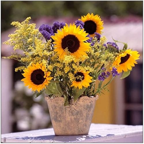Tisch-Deko Servietten Sonnenblume-n in Vase, 20 Servietten-Packung 33 x 33cm 3-lagiges Tissue, 100% FSC von E+N