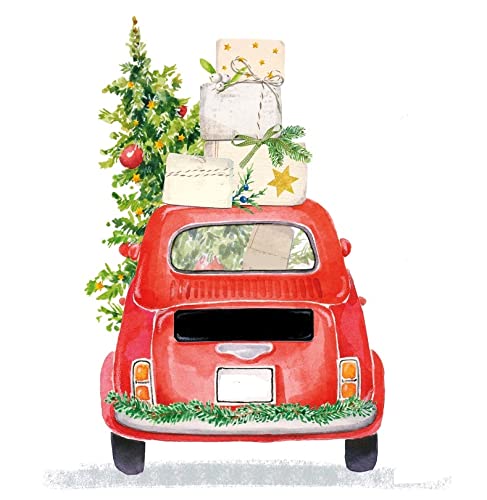 E+N Weihnacht-en Advent Deko Serviette-n Servietten Christmas-Taxi Auto Ho-Ho-Ho Merry Christmas 33 x 33 cm 20 Stück-Packung FSC von E+N