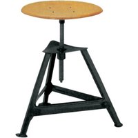 Bandstahl-Drehhocker Holz Rundsitz, RAL 9005 Dreibein, Höhe 400-600mm Sitzfläche von E/D/E