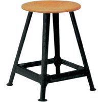 Bandstahlhocker Holz Rundsitz, RAL 9005 Vierbein, Höhe 500 mm Sitzfläche D 350 von E/D/E