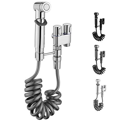 Mini dusche mit doppelter Steuerung,Mini-dusche mit doppelter Steuerung wc，waschbecken dusche handbrause，Handbrause-SetExternesSilberne Spritzpistole von E-ALLDIR