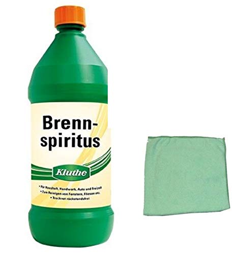 1 Liter Kluthe Spiritus (Ethanol) zur Reinigung, Verdünnung, Frostschutz in Sicherheitsflasche inkl. Microfasertuch von E-Com24 (Brennspiritus) von Bindulin