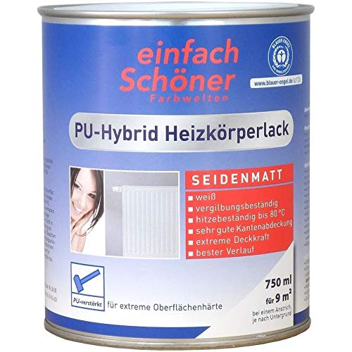 Premium PU seidenmatt 750 Heizkörperlack weiss inkl. Pinsel von E-Com24 zum Auftragen Premium PU seidenmatt 750 Heizkörperlack weiss inkl. Pinsel von E-Com24 zum Auftragen von E-Com24