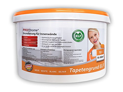 PRO[f]home® - Tapetengrund ELF 300-21-AP Grundierung für Innenwände Tapeten Tapeziergrund weiß 10 L für max. 100 qm Profhome von E-DELUX