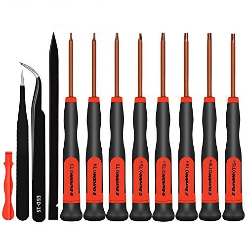 Torx Schraubendreher Sets T3 T4 T5 T8 T9 T10 T15 Torx Treiber Mit ESD Pinzette, Magnetische Schraubendreher Präzision Reparatur Kit für Xbox,PS4,Türklingel,Faltmesser von E·Durable