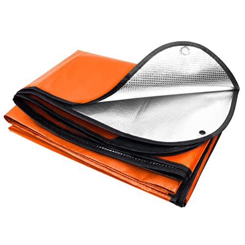 E EASTSTORM 210×150cm Verdickter Notfalldecke Schlafsack Survival Biwaksack Rettungsdecken Plane Wasserdicht Thermodecke Tarp Zeltplane Ultraleicht Kälteschutz für Camping von E EASTSTORM