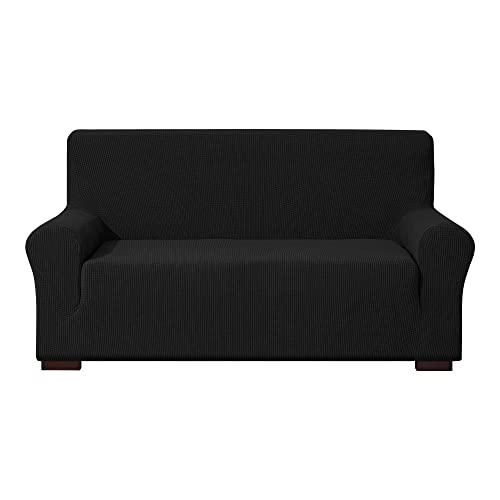 EBETA E Elastisch Sofa Überwürfe Sofabezug, Stretch Sofahusse Sofa Abdeckung Hussen für Sofa, Couch, Sessel 2 Sitzer (Schwarz, 145-185 cm) von EBETA