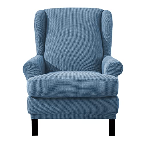 EBETA E Jacquard Sesselbezug, Sessel-Überwürfe Ohrensessel Überzug Bezug Sesselhusse Elastisch Stretch Husse für Ohrensessel (denimblau) von EBETA