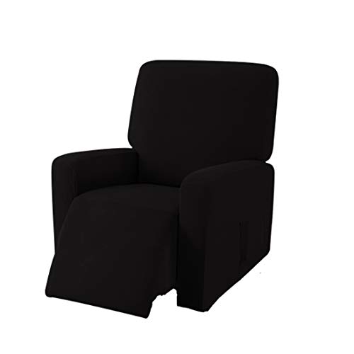 EBETA E Jacquard Sesselbezug, Sesselschoner, Stretchhusse für Relaxsessel Komplett, Elastisch Bezug für Fernsehsessel Liege Sessel (Schwarz) von EBETA
