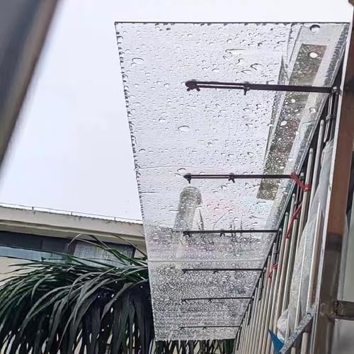 Polycarbonat-Abdeckung,Uv-Regen- und Schneeschutz Vordach Überdachung Haustürvordach,Vordach für Haustür,Transparent Haustürvordach für Garage Balkon Fenster Haus (40x350cm/16 x138) von E ECATEE
