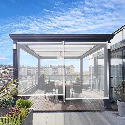 Transparente Rollos,Regenfester Durchsichtige Rollos,UV-beständiger Seitenrollo Jalousette,Wärmeisolierter Seitenzugrollo für Zuhause,Fenster,Türen,Anpassbarer Größe (W150xH160cm/W59 xH63) von E ECATEE