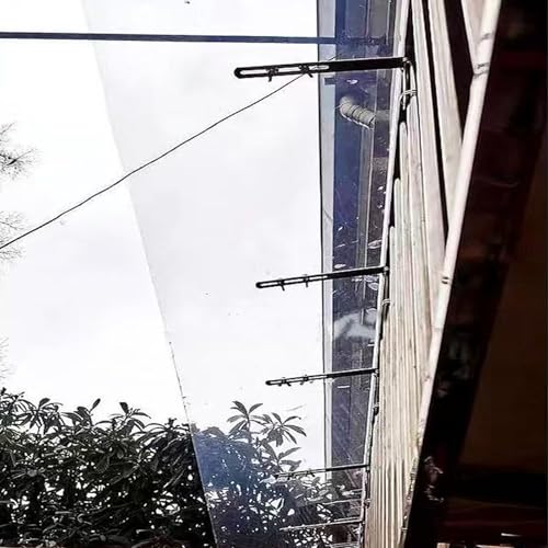 Transparentes Pultbogenvordach,Vordach für Haustür,Türvordach,30/40/50cm Breite Optional Pultbogenvordach,Leicht zu Montierende Terrassen-Veranda-Haustürdach für Haus (40x320cm/16 x126) von E ECATEE