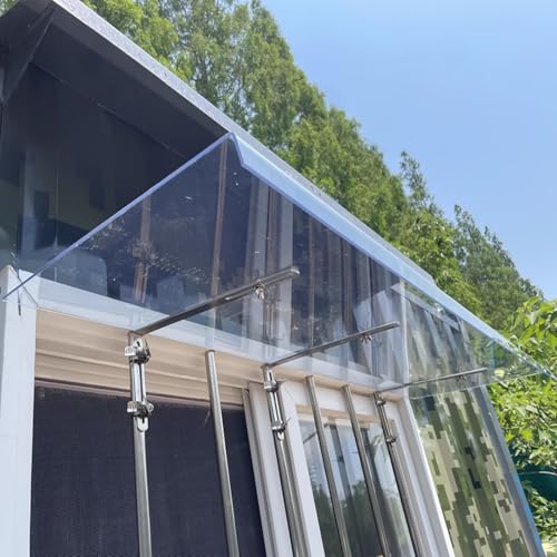 Uv-Schutz-Vordach Haustürvordach,Modernes Pultbogenvordach Transparent Polycarbonat Pultvordach Überdachung 3 Mm,Breite 30/40/50 cm Optionales Türvordach,Tragkraft 200kg (30x390cm/12 x154) von E ECATEE