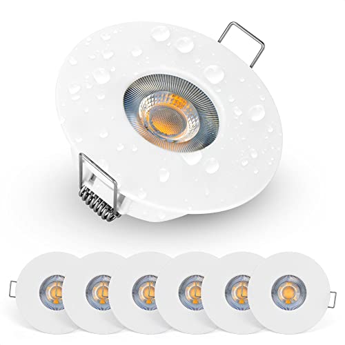 EMOS LED Einbaustrahler 230V 5W, 370lm | Wasserdicht IP44 für Außen und Innen | Spots Deckenleuchte 3000K Warmweiß, Set Mit 6 Stück Deckenspots Rund, Farbe Weiß EMOS LED Einbaustrahler 230V 5W, 370lm | Wasserdicht IP44 für Außen und Innen | Spots Deckenleuchte 3000K Warmweiß, Set Mit 6 Stück Deckenspots Rund, Farbe Weiß von EMOS