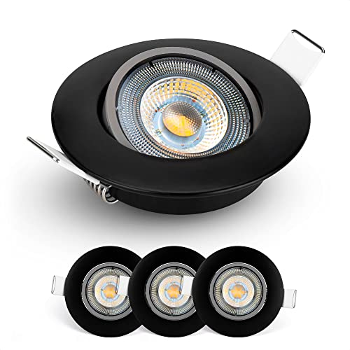 EMOS LED Einbaustrahler 230V, 5W / 450lm, 50° schwenkbar, Deckenspots neutralweiß 4000k | Einbaustrahler Led Spot flach 68mm Lochmaß | Set mit 3 Stück LED Spots 230V, Einbauleuchten rund (Farbe) von EMOS