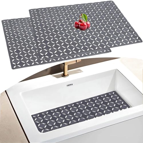 2 Stück Spülbeckenmatte PVC Schutzmatte für Küche, Spülbeckenmatte Zuschneidbare Abtropfmatte, Spülbeckeneinlage Spülbeckenmatte, Edelstahl Keramische Spülbecken Schutzmatte, 30 * 40 cm von E-Greetshopping