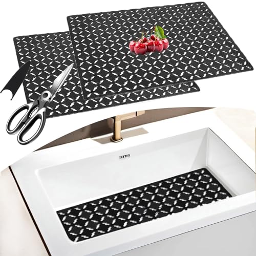 2er-Set Schutzmatte für Küche und Bad, PVC Spülbeckenmatte Zuschneidbare Abtropfmatte,Kann Angepasst Spülbeckenmatte,Edelstahl Keramische Spülbecken Schutzmatte,Gegen Kratzer im Spülbecken,30 x 40 cm von E-Greetshopping
