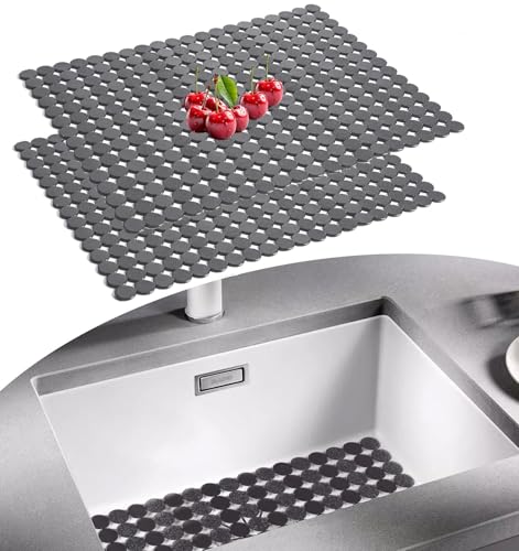 2er-Set Spülbeckenmatte 30 * 40 cm Zuschneidbare Abtropfmatte, Multifunktionale Kann Angepasst Spülbeckenmatte Weich, Edelstahl Spülbecken Schutzmatte, PVC Spülbeckenmatte Gegen Kratzer im Spülbecken 2er-Set Spülbeckenmatte 30 * 40 cm Zuschneidbare Abtropfmatte, Multifunktionale Kann Angepasst Spülbeckenmatte Weich, Edelstahl Spülbecken Schutzmatte, PVC Spülbeckenmatte Gegen Kratzer im Spülbecken von E-Greetshopping