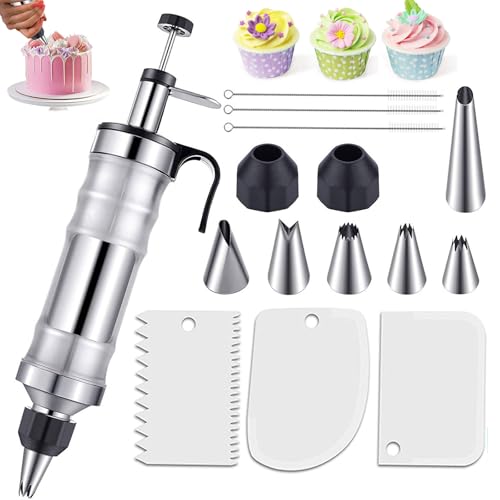 Spritztüllen für Kuchen, Edelstahl-Spritztüllen für Desserts, Kuchendekoration, Spritzen-Set für Cupcakes, DIY-Backwerkzeuge mit Sahneschaber und 6 Spritztüllen Spritztüllen für Kuchen, Edelstahl-Spritztüllen für Desserts, Kuchendekoration, Spritzen-Set für Cupcakes, DIY-Backwerkzeuge mit Sahneschaber und 6 Spritztüllen von E-Greetshopping